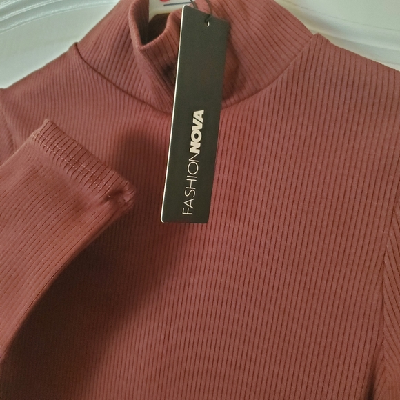 Bodycon Midi Dress Longsleeve Brown - Picture 7 of 8